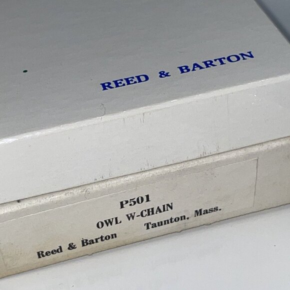 Reed and Barton Owl Pendant Necklace Blue Swirl Jelly Belly Pewter Bird Boxed N8 - Picture 4 of 16